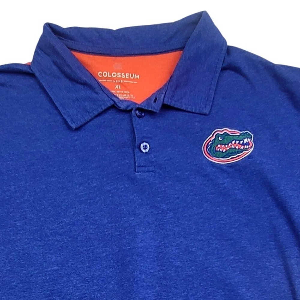 Florida Gators NCAA Polo Shirt Mens XL Royal Blue Orange Logo - Colosseum